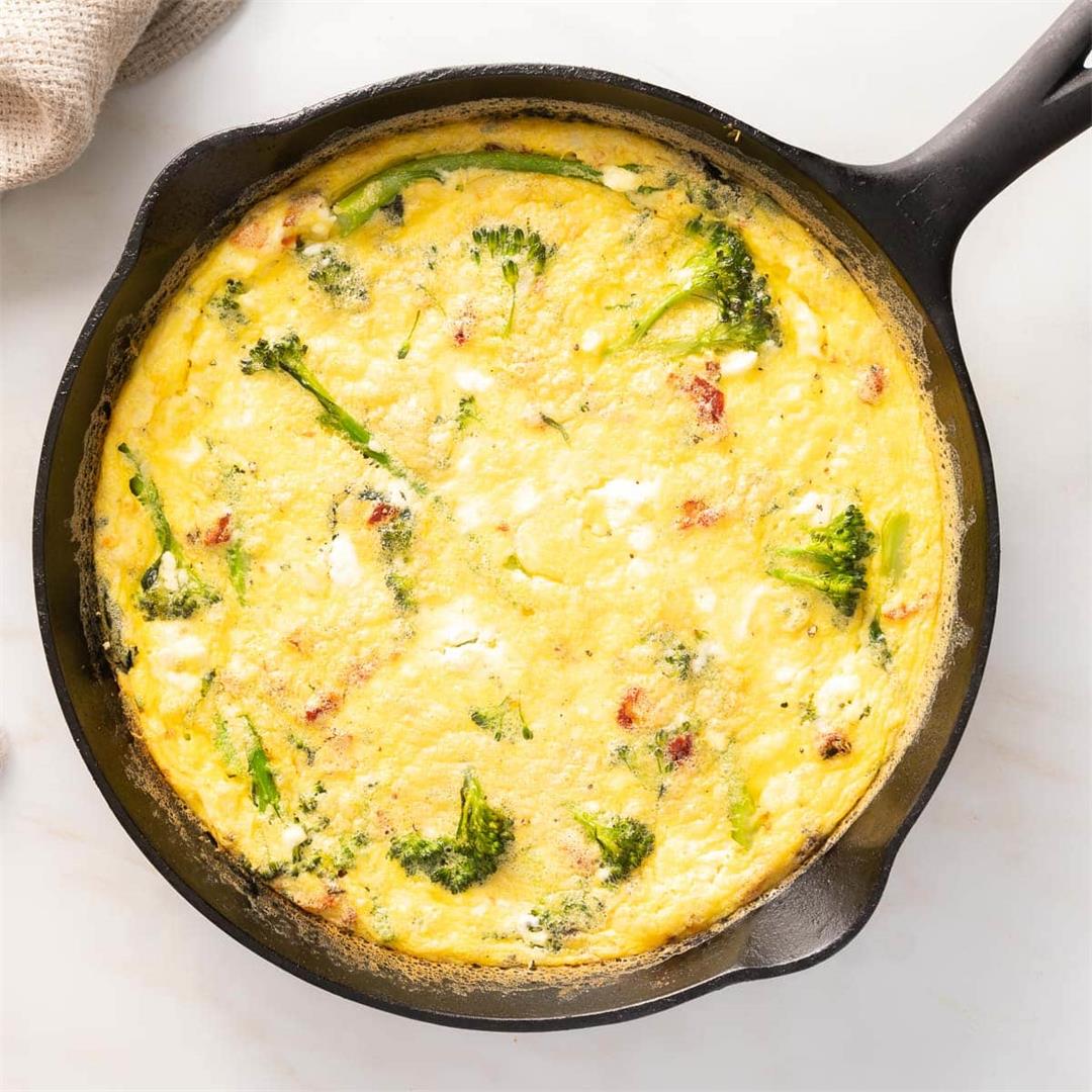 Broccolini Frittata Recipe with Feta Cheese