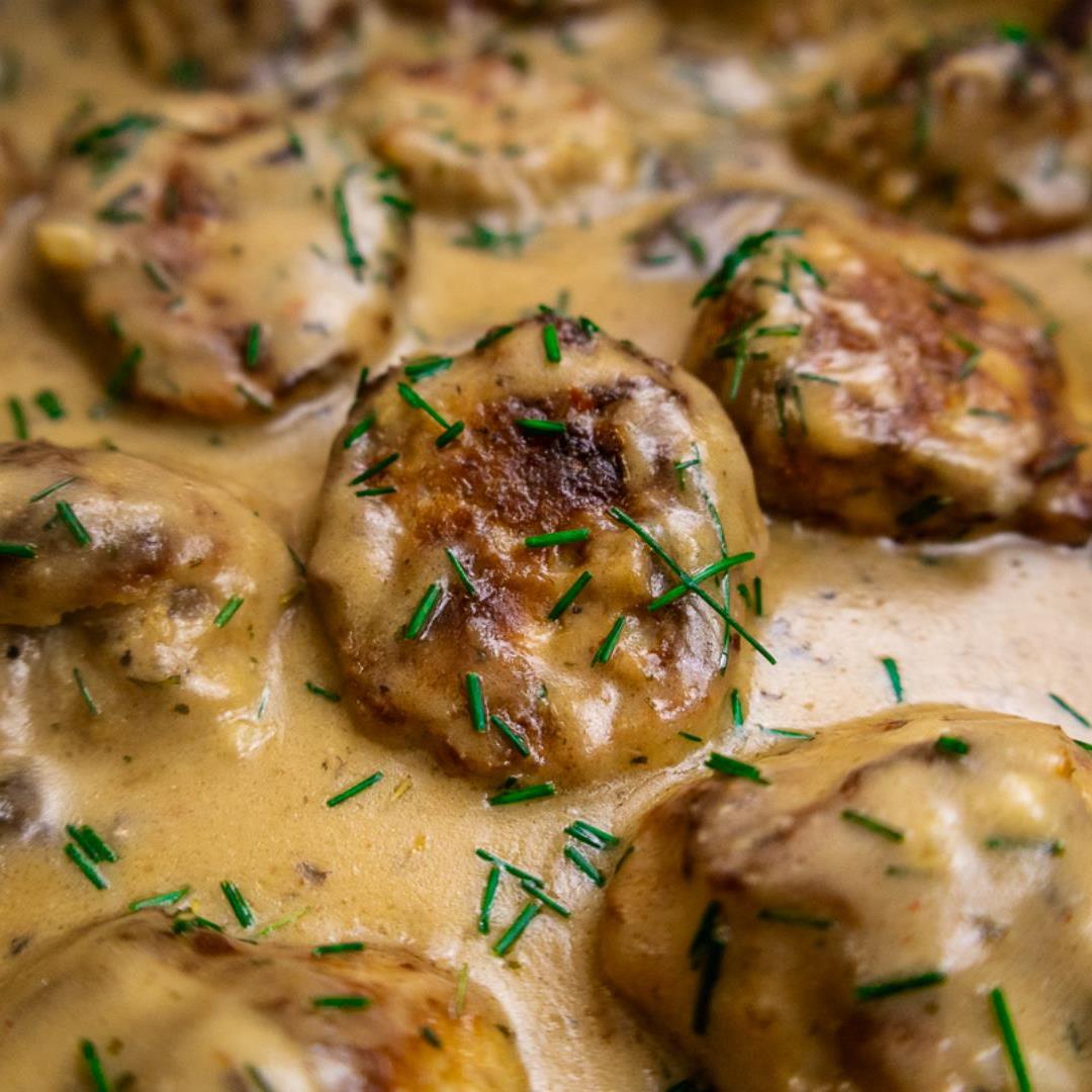 Creamy Chicken Meatballs & Mushrooms