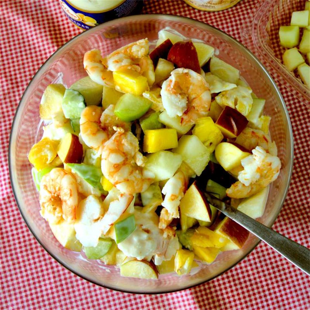 Shrimp fruit salad (Chinese style) recipe with mayo dressing