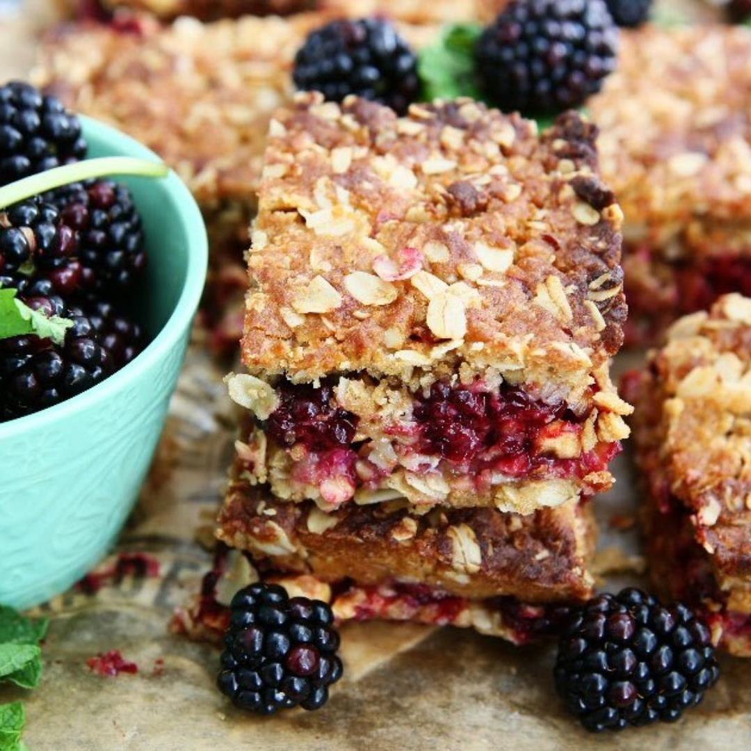 Blackberry Hazelnut Flapjacks