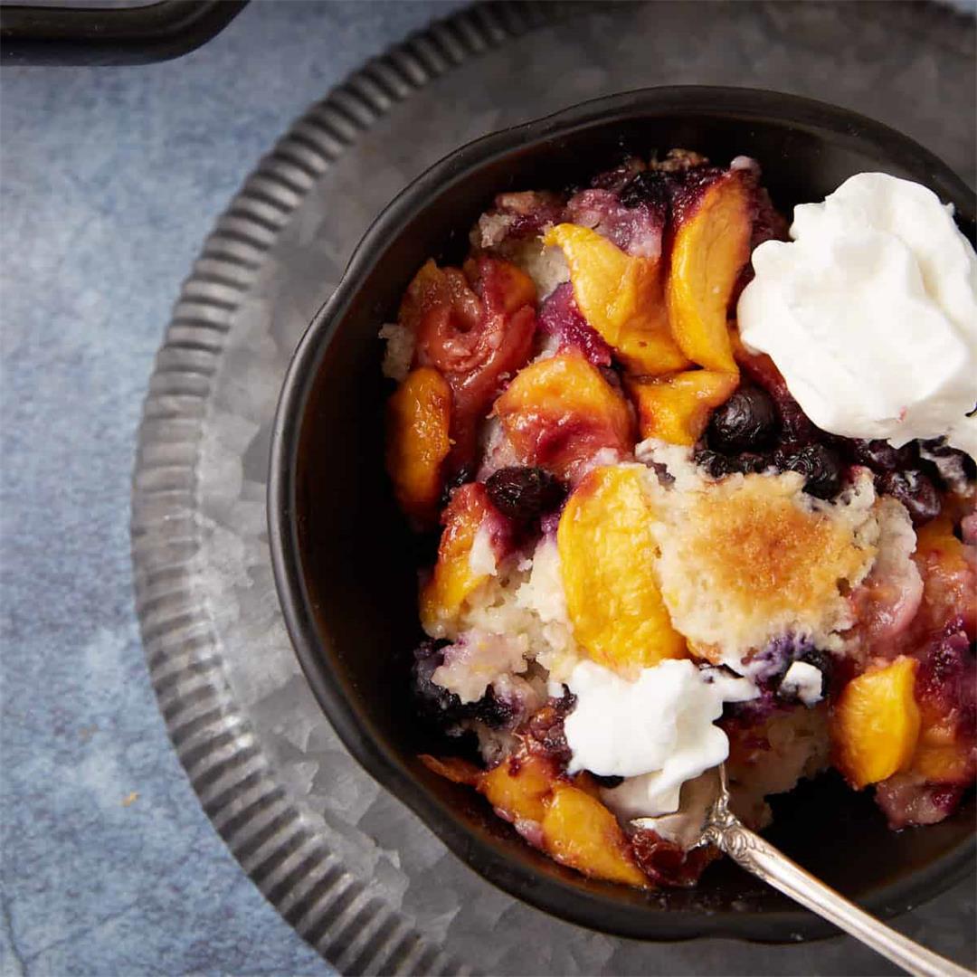 Peach and Blueberry Cobbler Cake