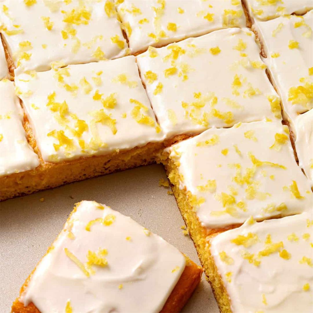 Easy Lemon Sheet Cake (made with a box cake mix!)