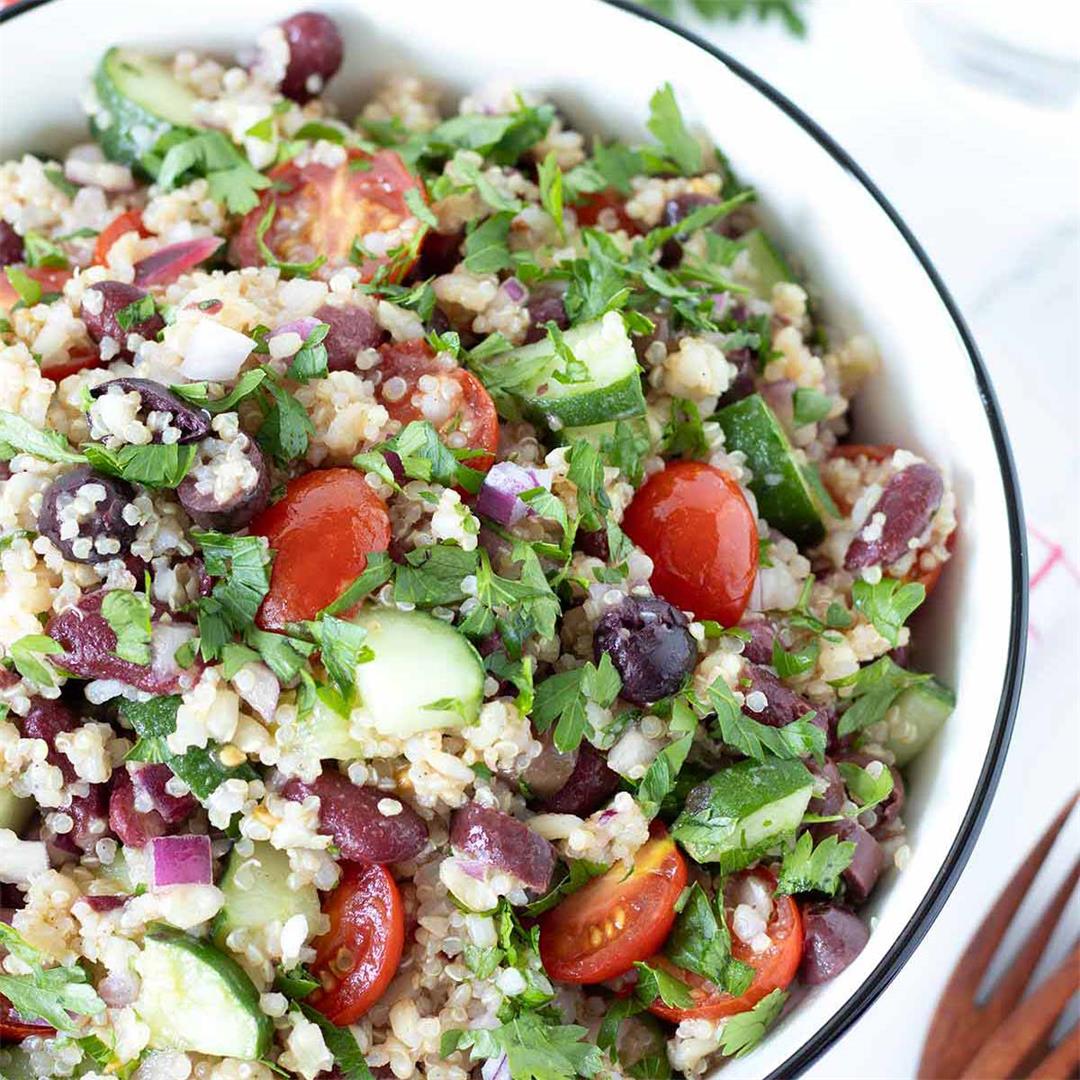 Brown Rice Quinoa Salad With Simple Lemon Vinaigrette