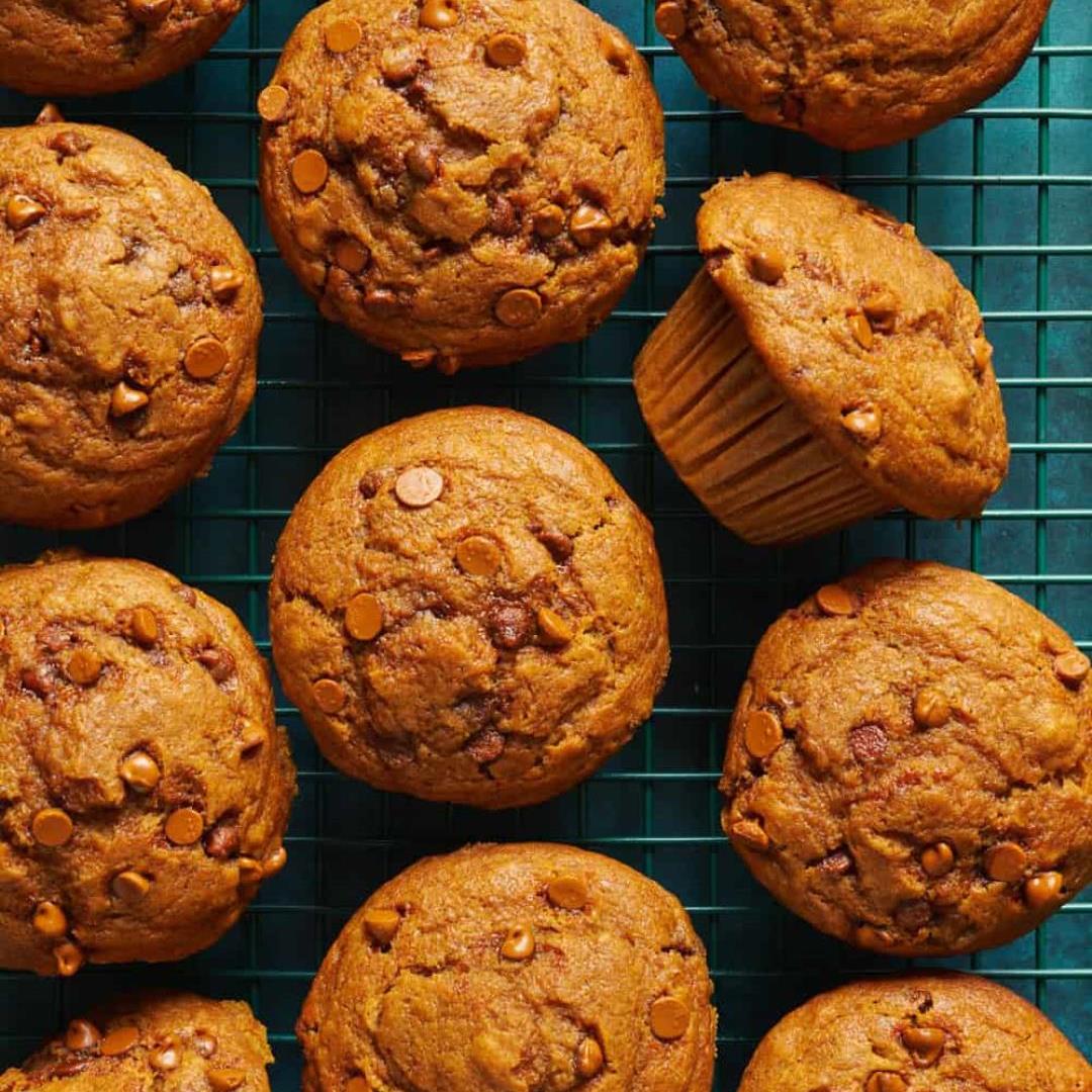 Moist Sourdough Pumpkin Muffins with Cinnamon Chips