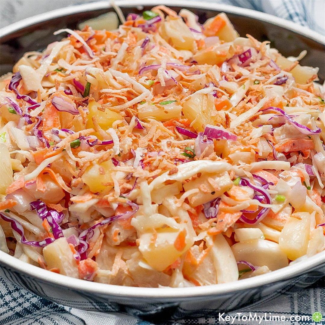 BEST Pineapple Coleslaw {Hawaiian Coleslaw VIDEO}