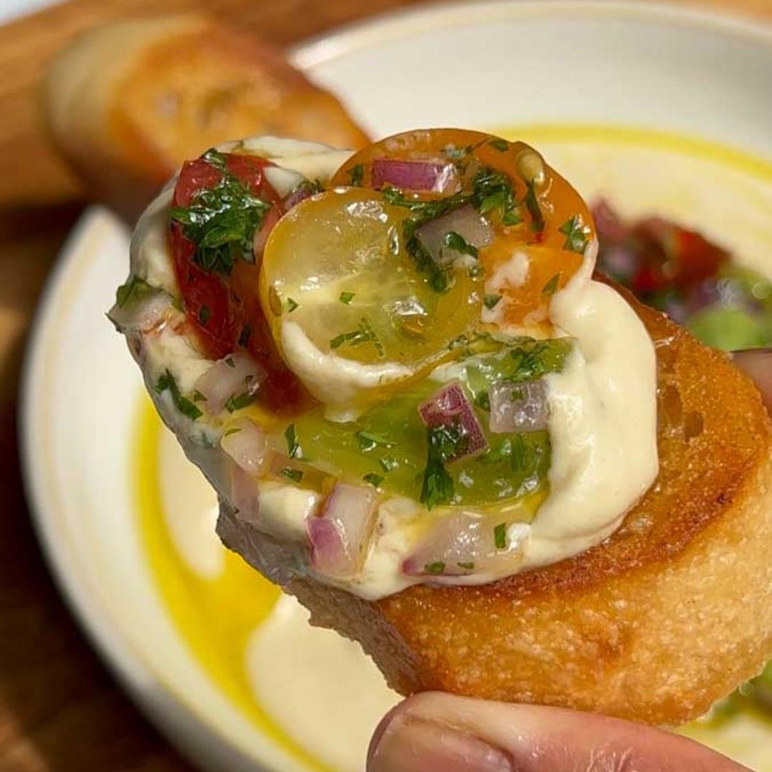 Eggplant Dip with Cherry Tomato Salad