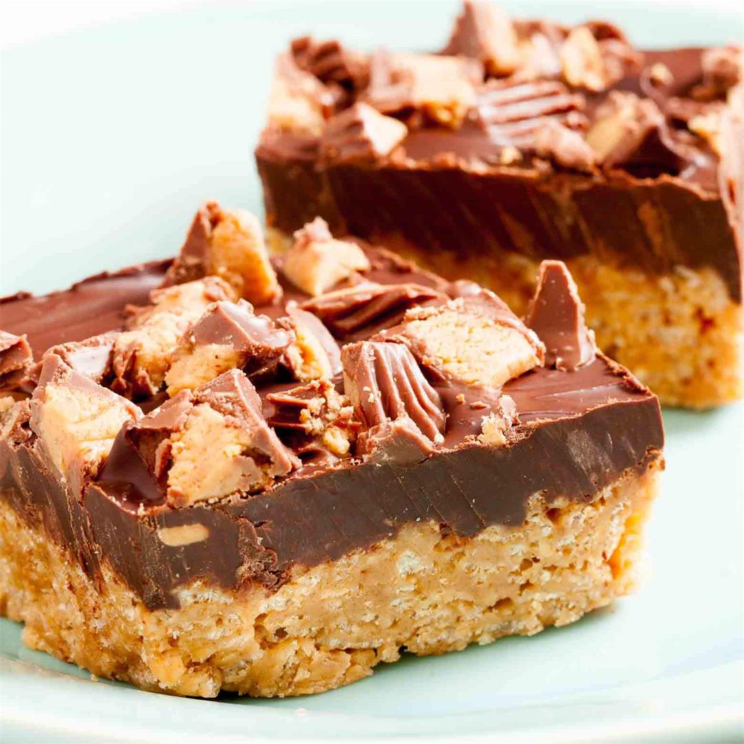 Peanut Butter Chocolate Crispy Bars (No-Bake)