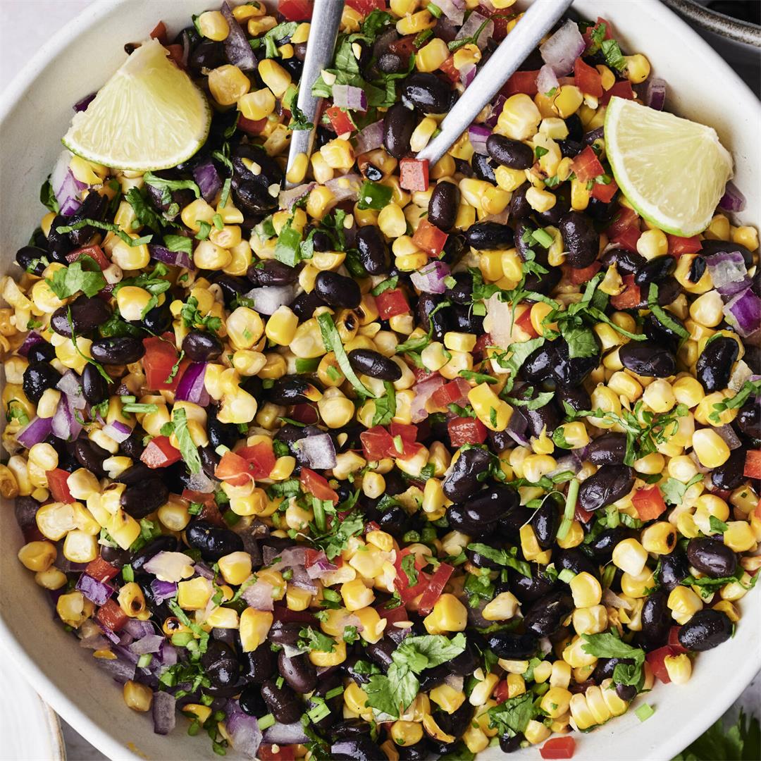 Grilled corn and black bean salsa