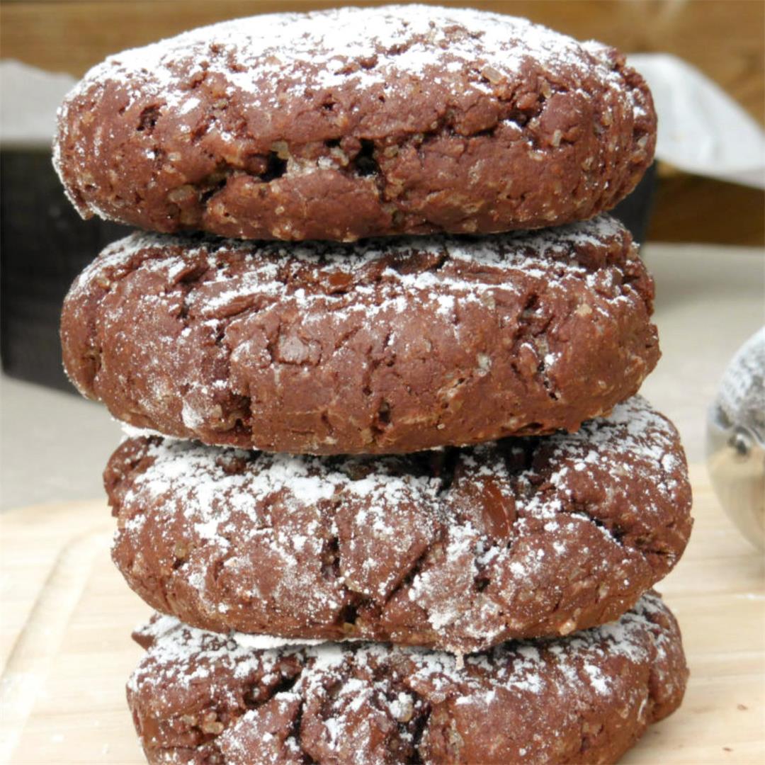 Dark Chocolate Olive Oil Cookies (with brown cane sugar)