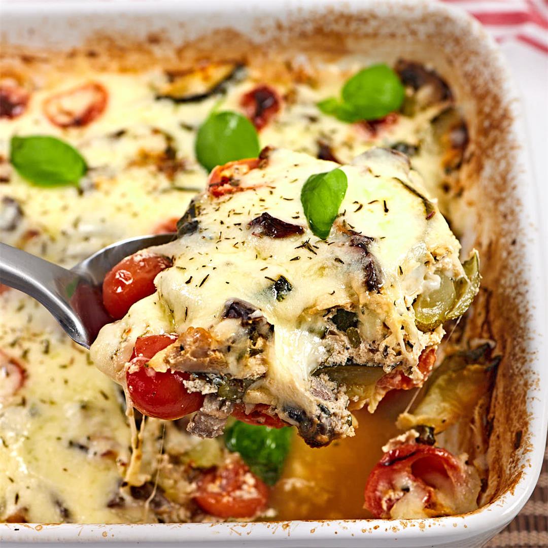 Zucchini Tomato & Mushroom Italian Casserole