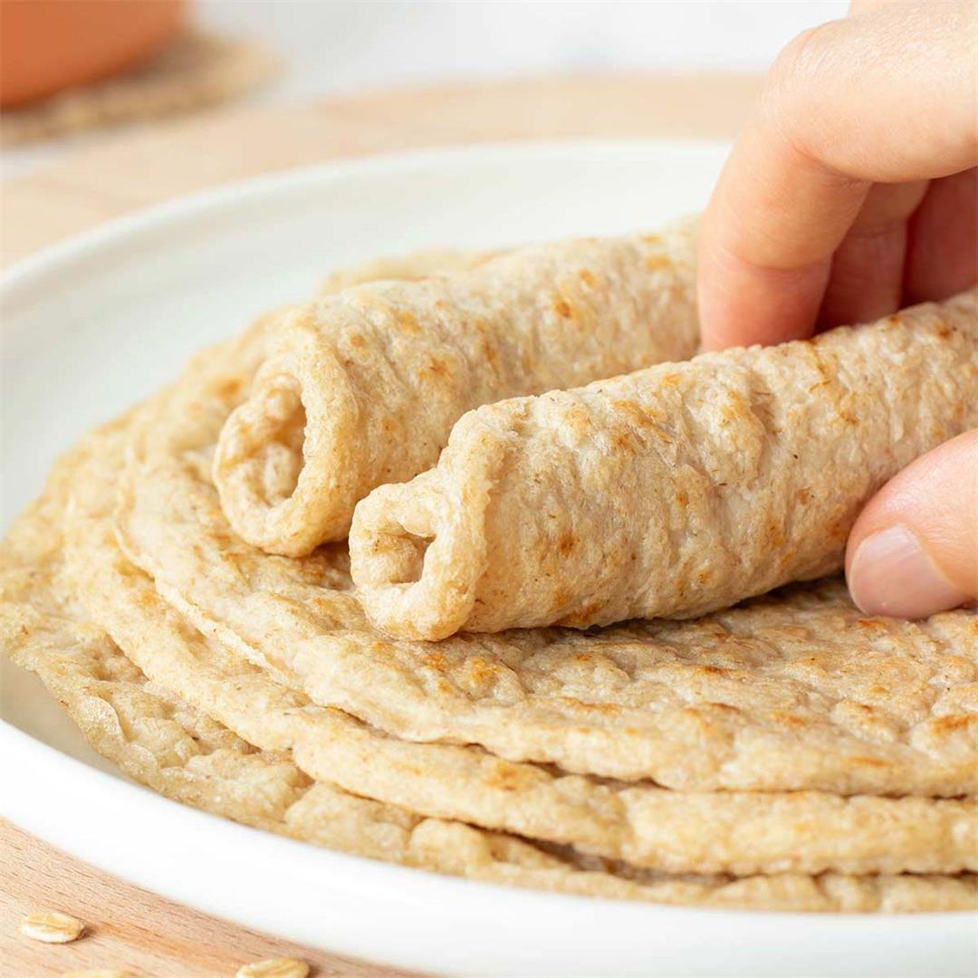 Oat Tortillas (2 Ingredient Gluten-Free Oatmeal Wraps)