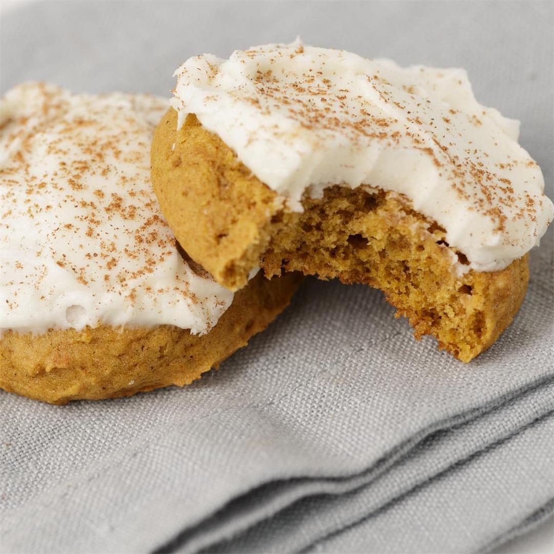 Pumpkin Cookies with Cream Cheese Frosting