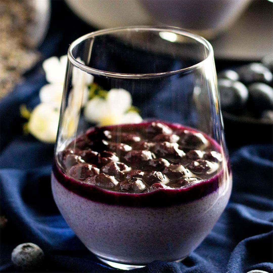 Healthy Lavender & Blueberry Panna Cotta with Sauce