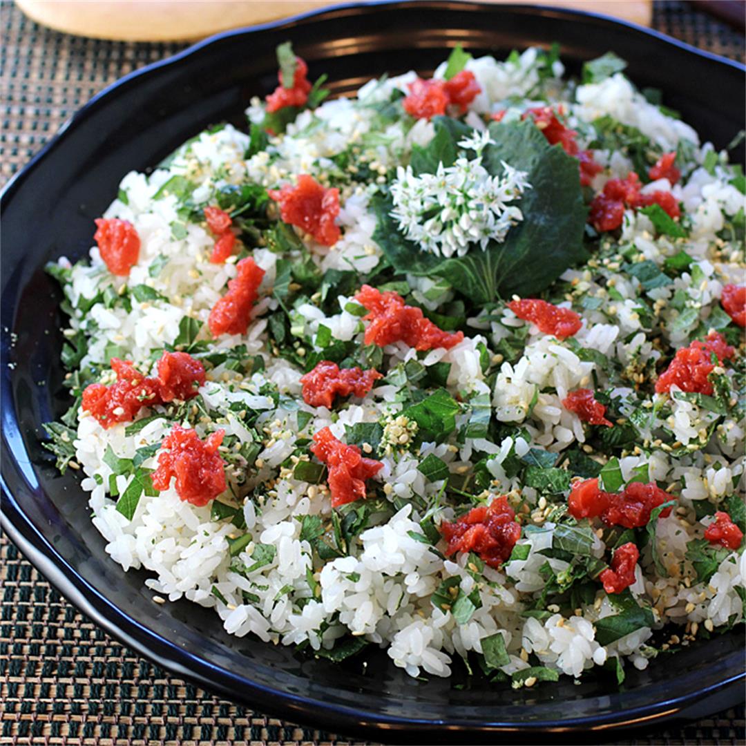 Dressed rice with shiso and toasted sesame gomasio