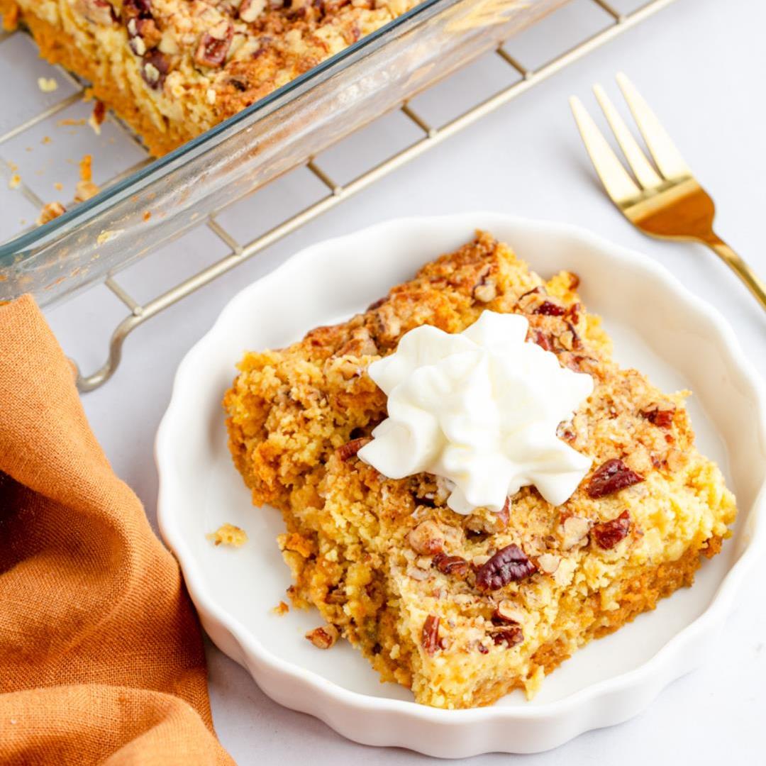 Magical Pumpkin Pecan Pie Dump Cake