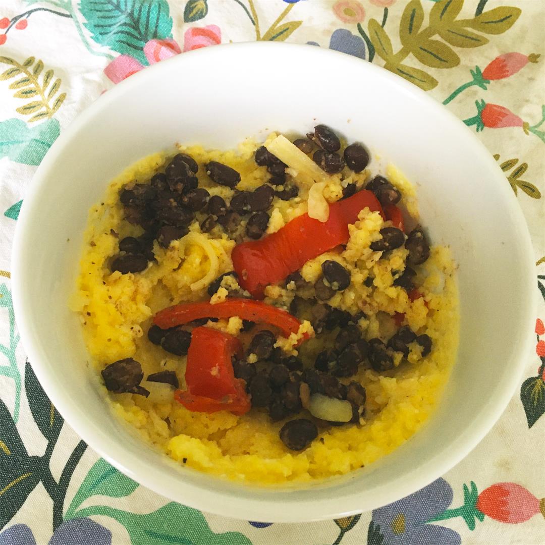 Easy 5-Ingredient Polenta with Black Beans and Bell Peppers