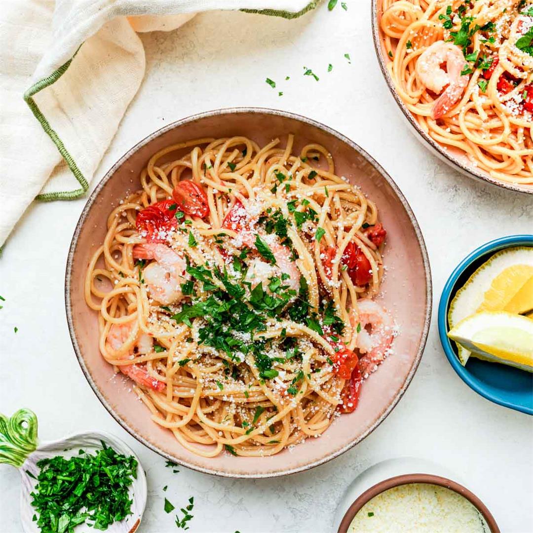 Butter Garlic Shrimp Spaghetti