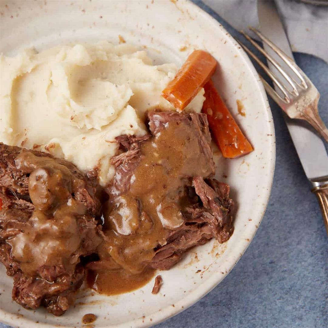 Slow Cooker Pot Roast with Homemade Mushroom Gravy