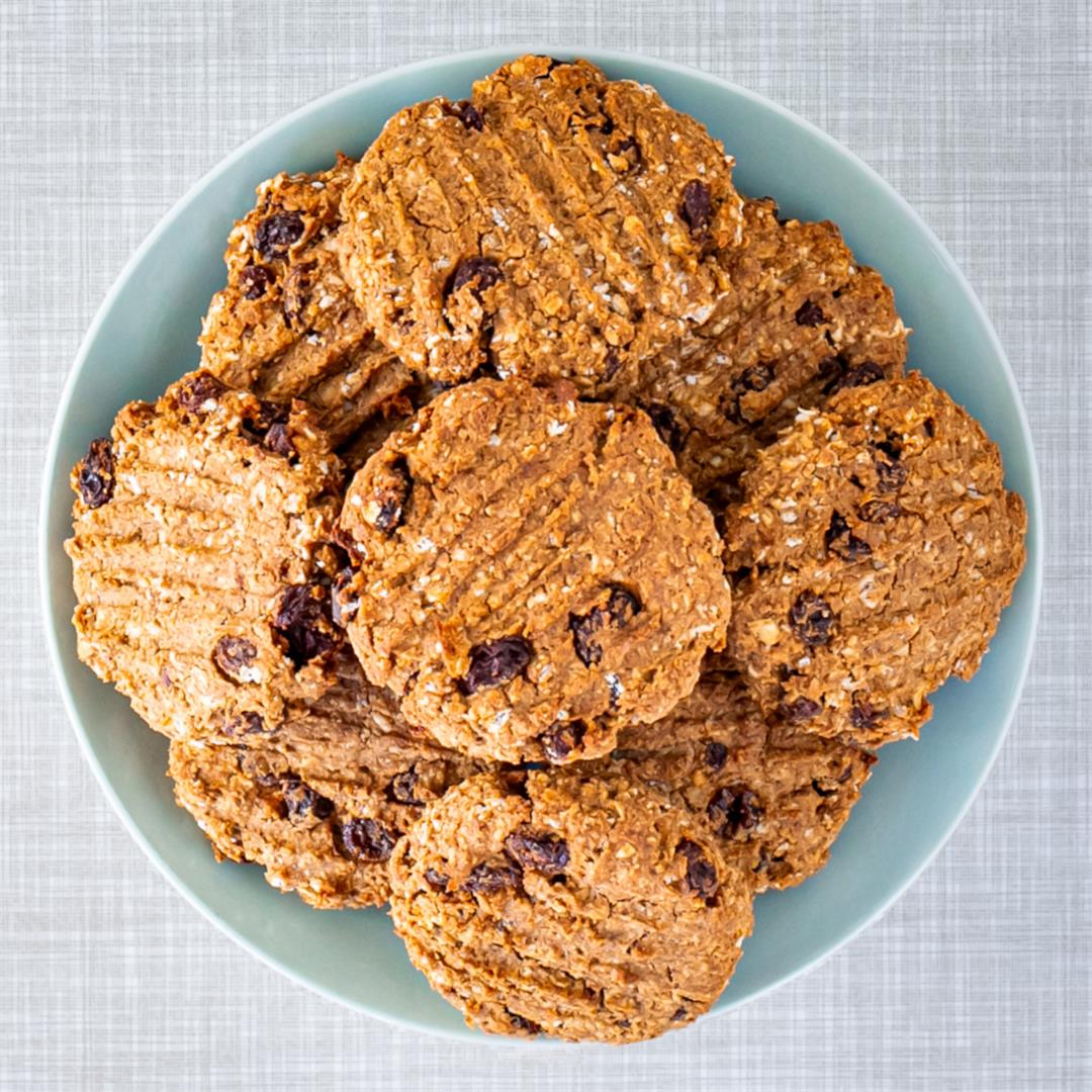 Chewy Almond Butter Oatmeal Cookies with Raisins