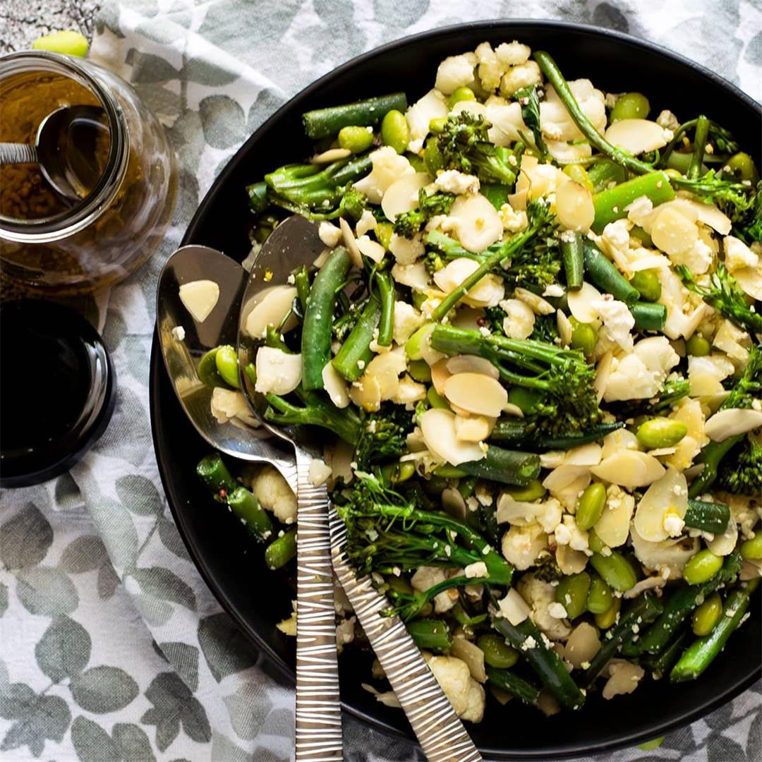 Warm Broccolini Salad w/ Lemon, Feta & Almonds