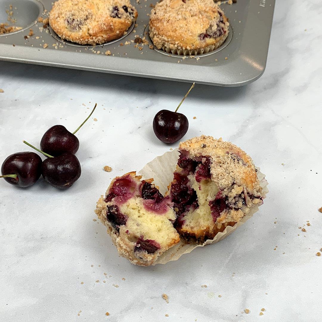 Cherry Muffins with Streusel Topping – A Gourmet Food Blog