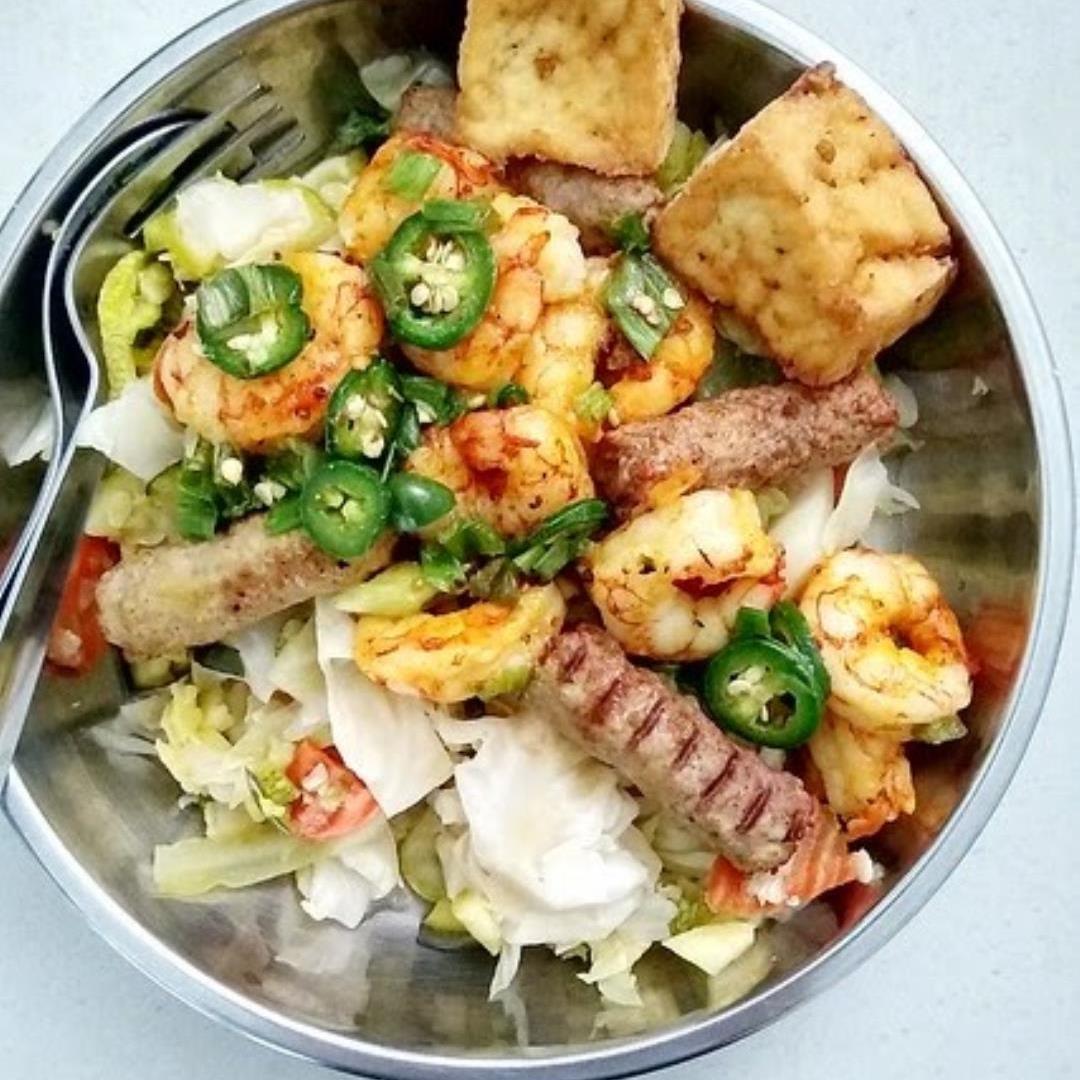 Jalapeno Shrimps Sausage Veggies Bowl