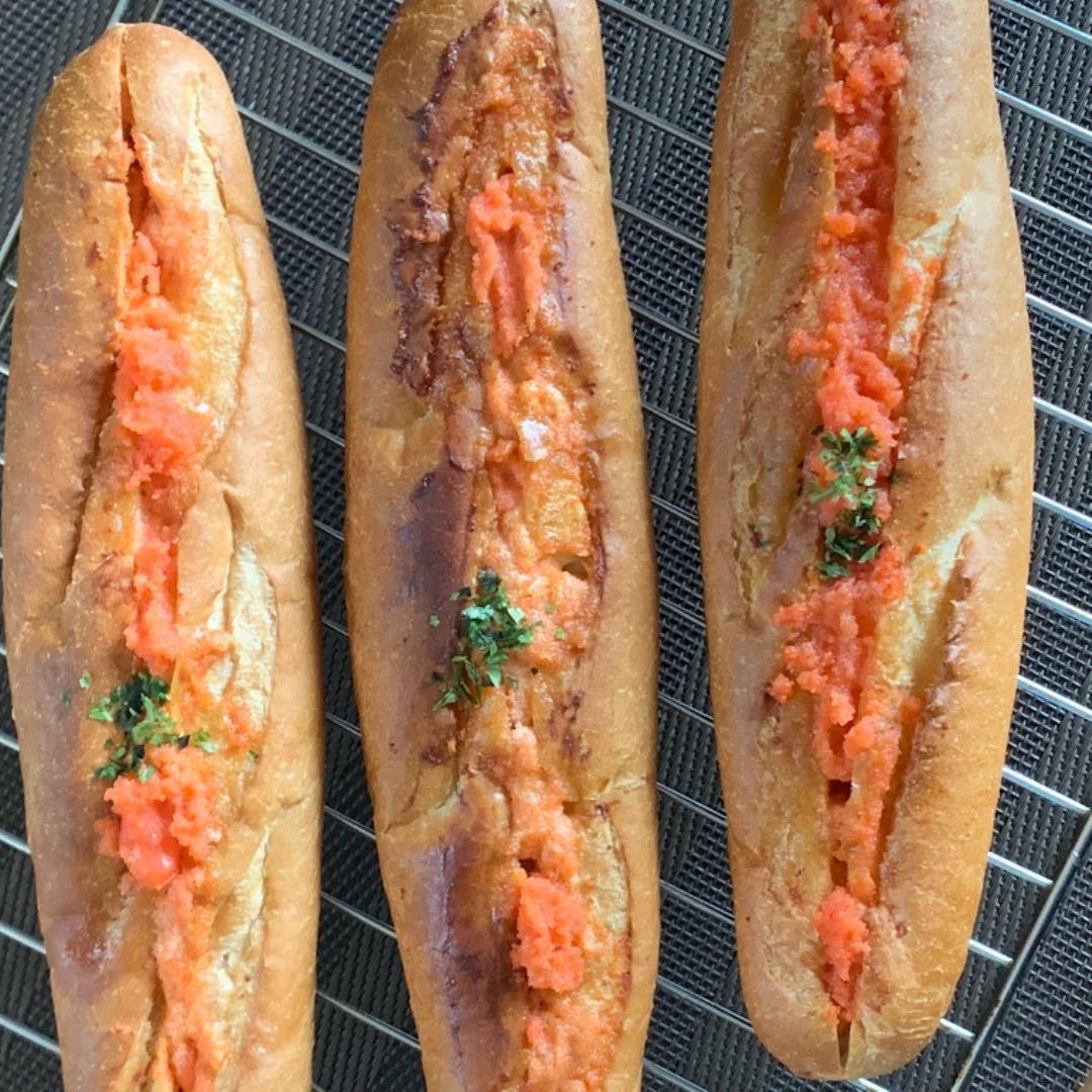 French bread with mentaiko sauce