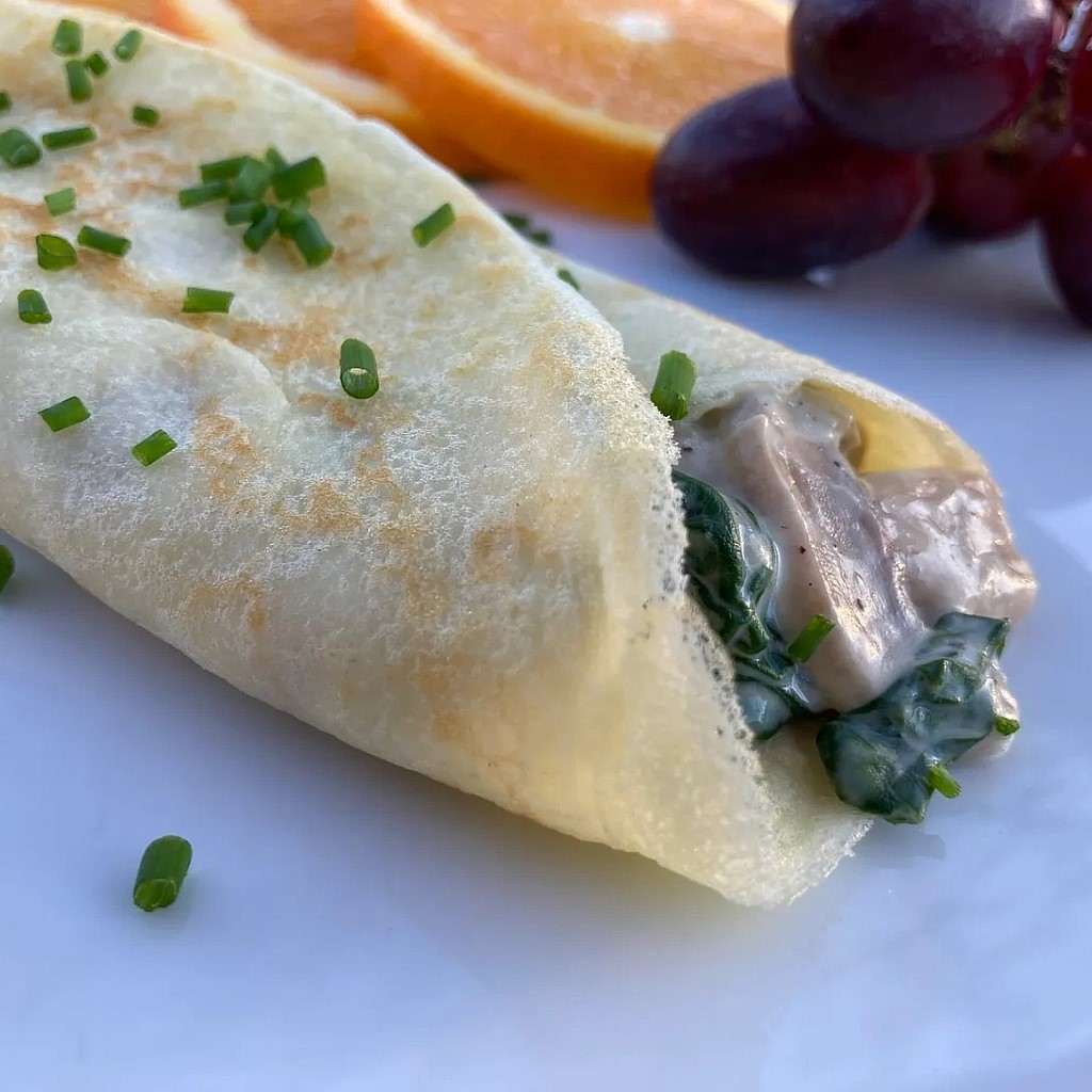 Savory Crepes with Mushrooms and Spinach