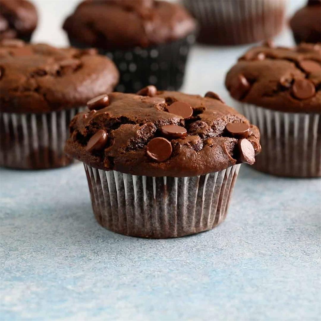 Double Chocolate Avocado Muffins