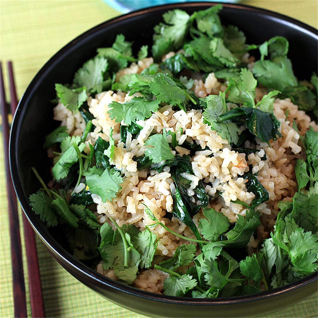 Miso-coconut rice with spinach