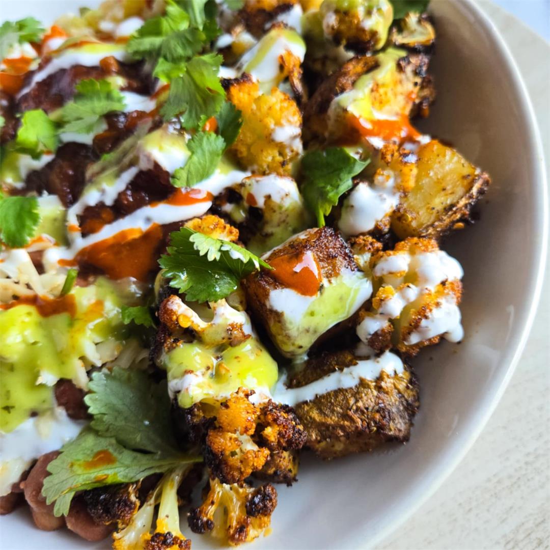 Roasted Potato & Cauli Burrito Bowls