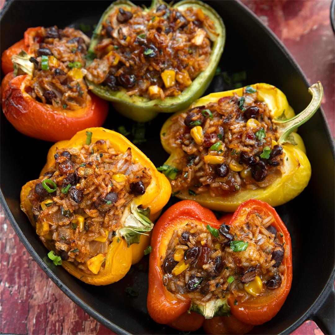 Sweet Heat Peach-Mango Stuffed Peppers