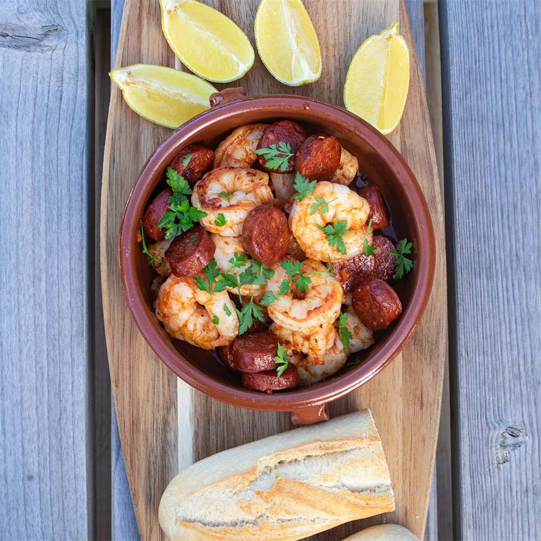 Smoky Garlic King Prawns and Chorizo