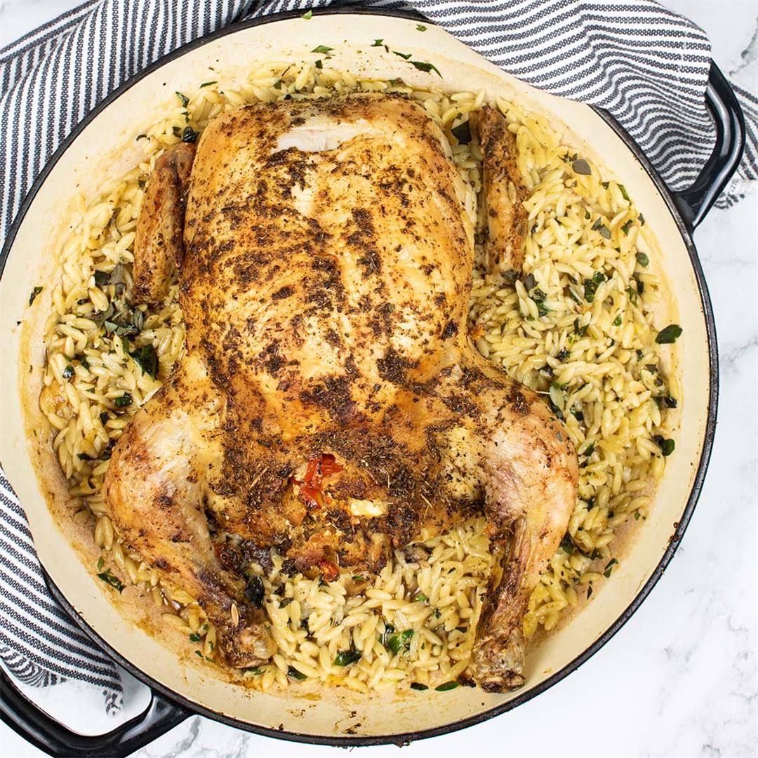 Stuffed Greek Chicken with Orzo