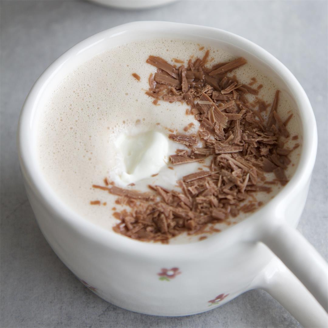 Passionfruit-milk chocolate hot chocolate