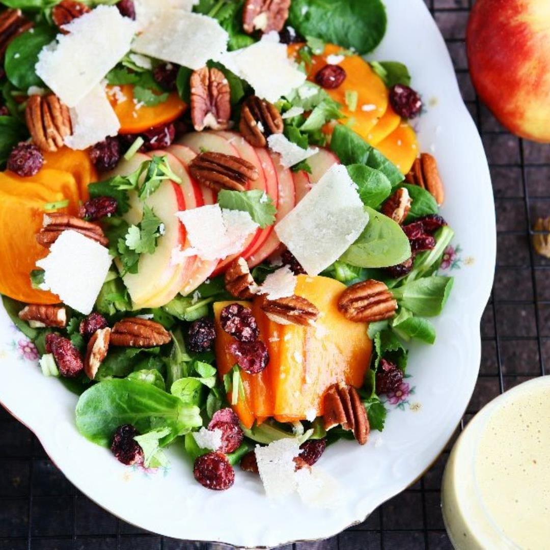 Persimmon Salad with Pistachio Vinaigrette