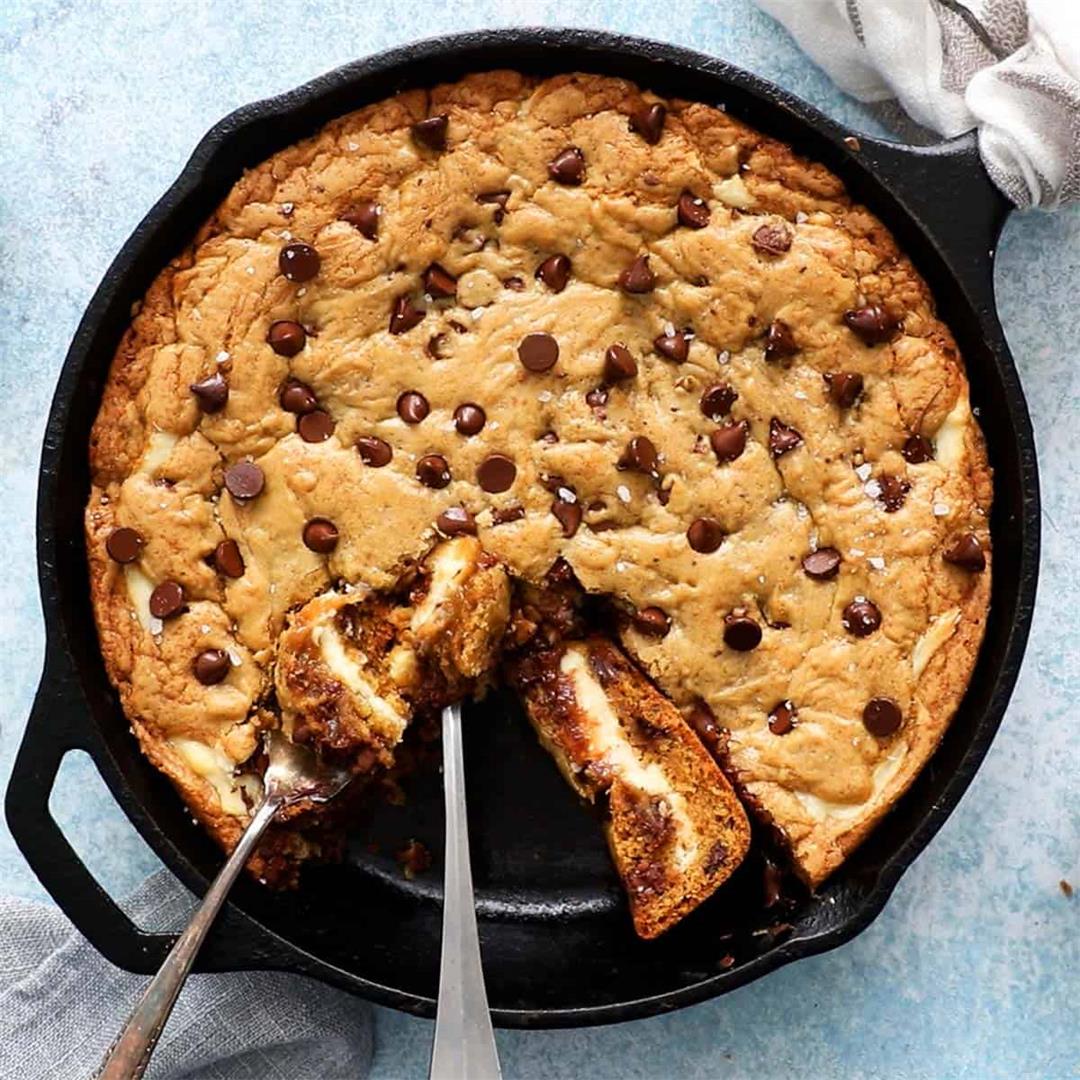 Chocolate Chip Skillet Cookie with Cheesecake