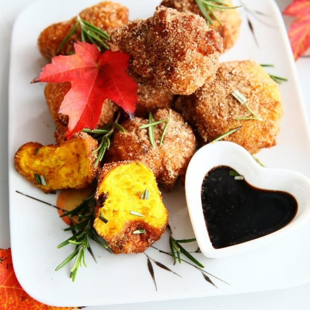 Rosemary Pumpkin Fritters with Truffle Balsamic Glaze