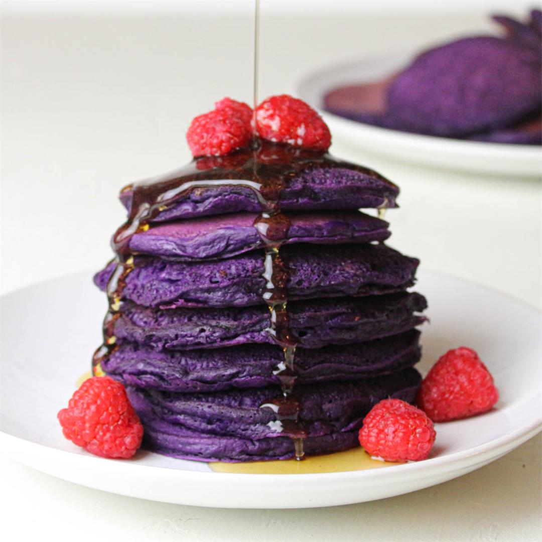 Easy Vegan Ube Pancakes