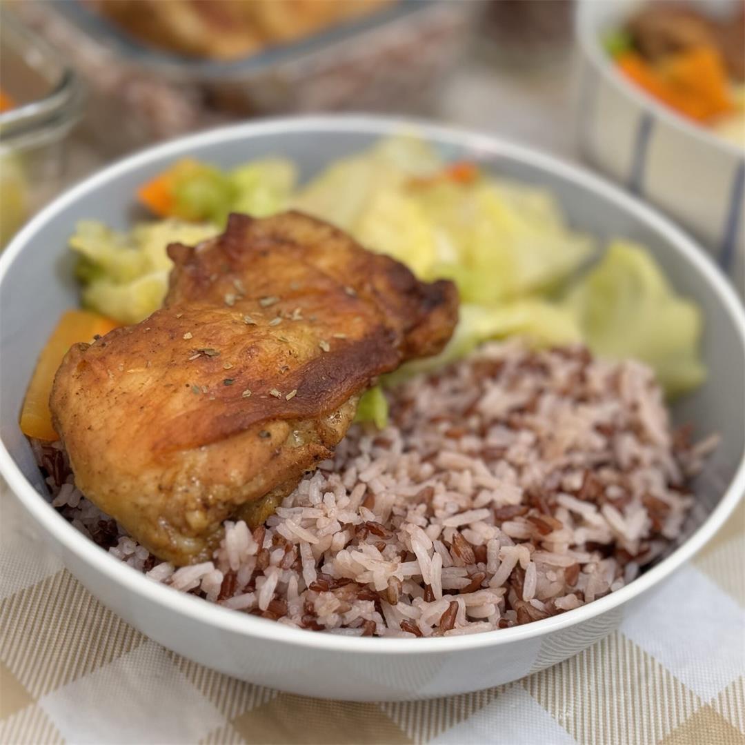 Cumin garlic roast chicken thighs with a yogurt marinade