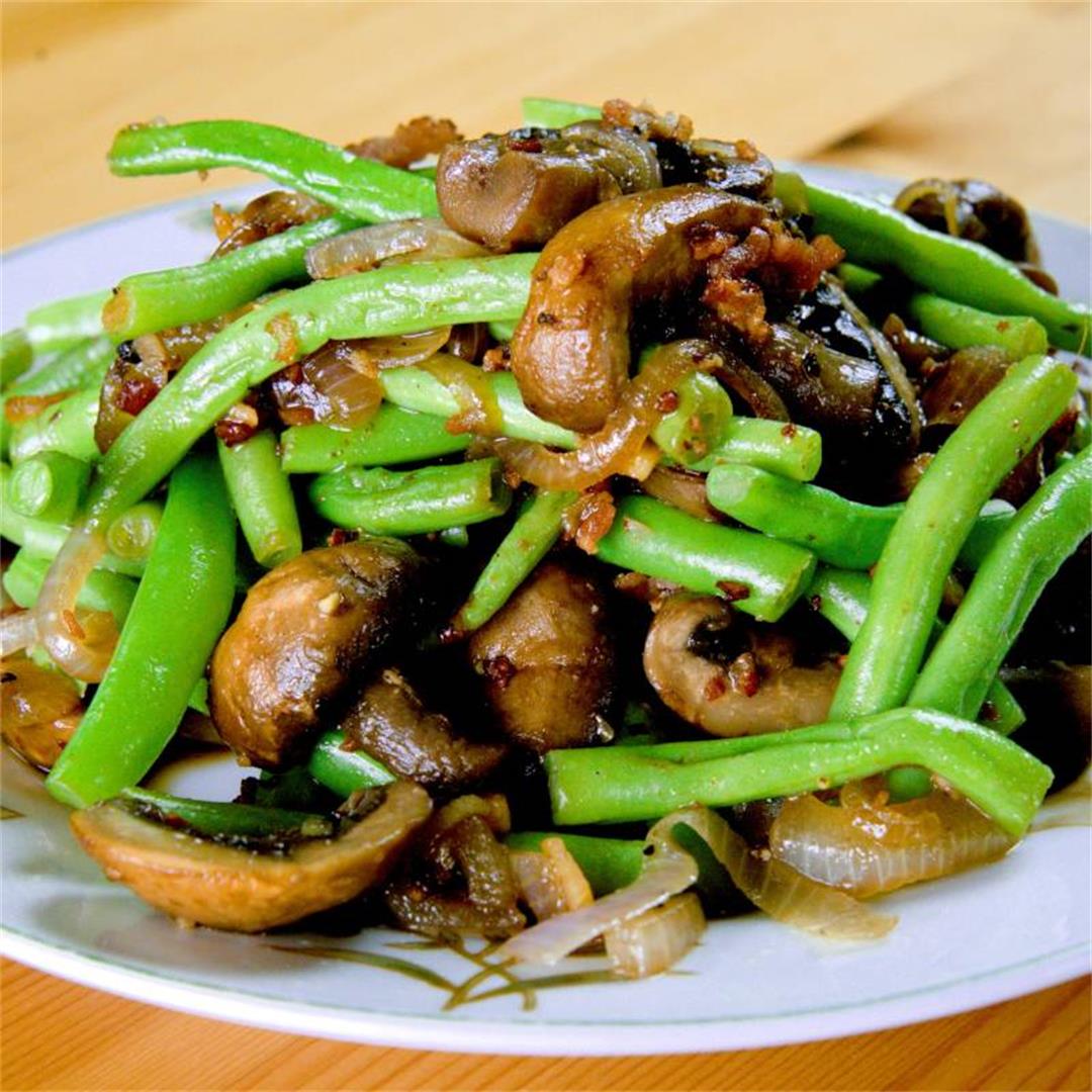 Easy Green Beans with Mushrooms Stir-fry in 15 minutes