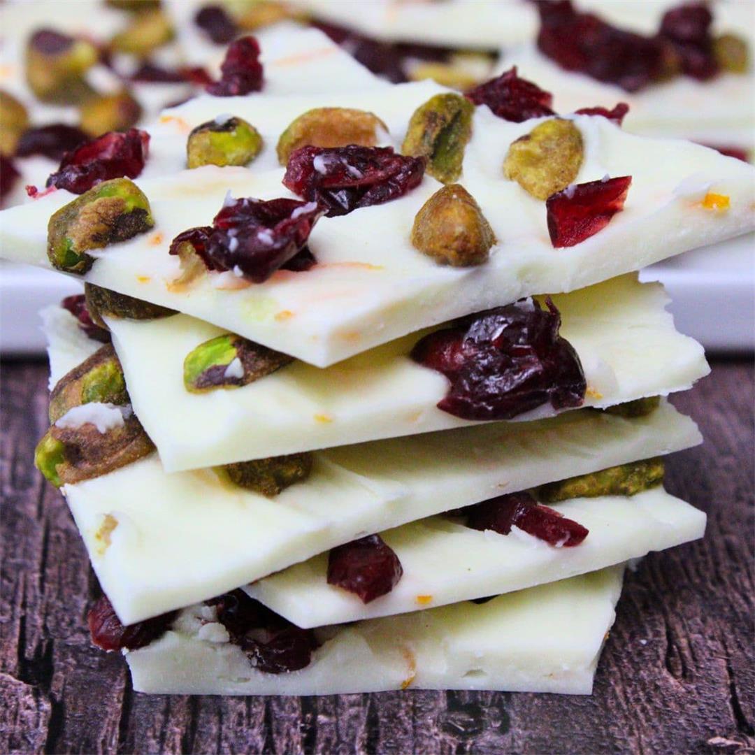 White Chocolate Pistachio Cranberry Bark