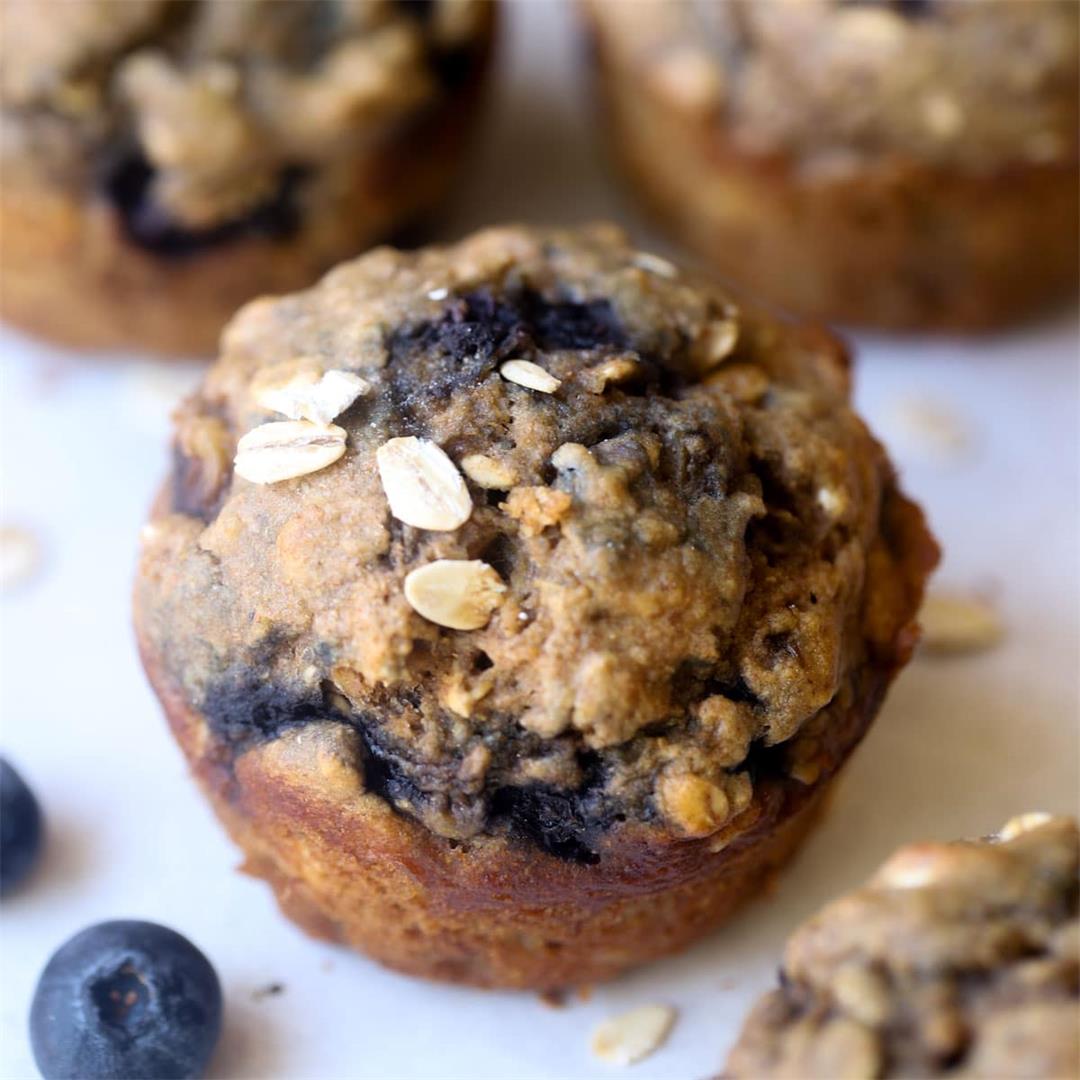 Banana Blueberry Oatmeal Muffins