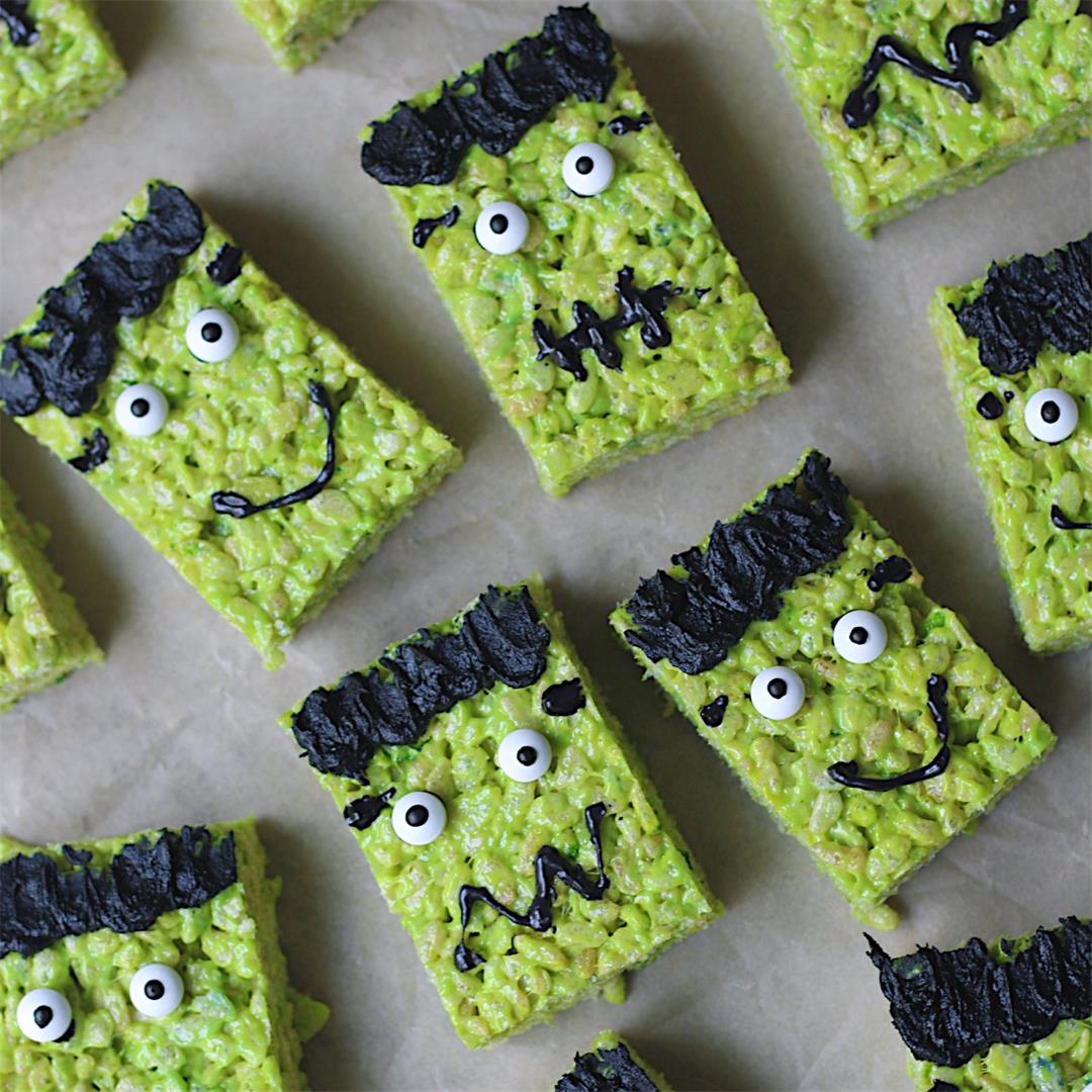 Vegan Frankenstein Rice Krispie Treats