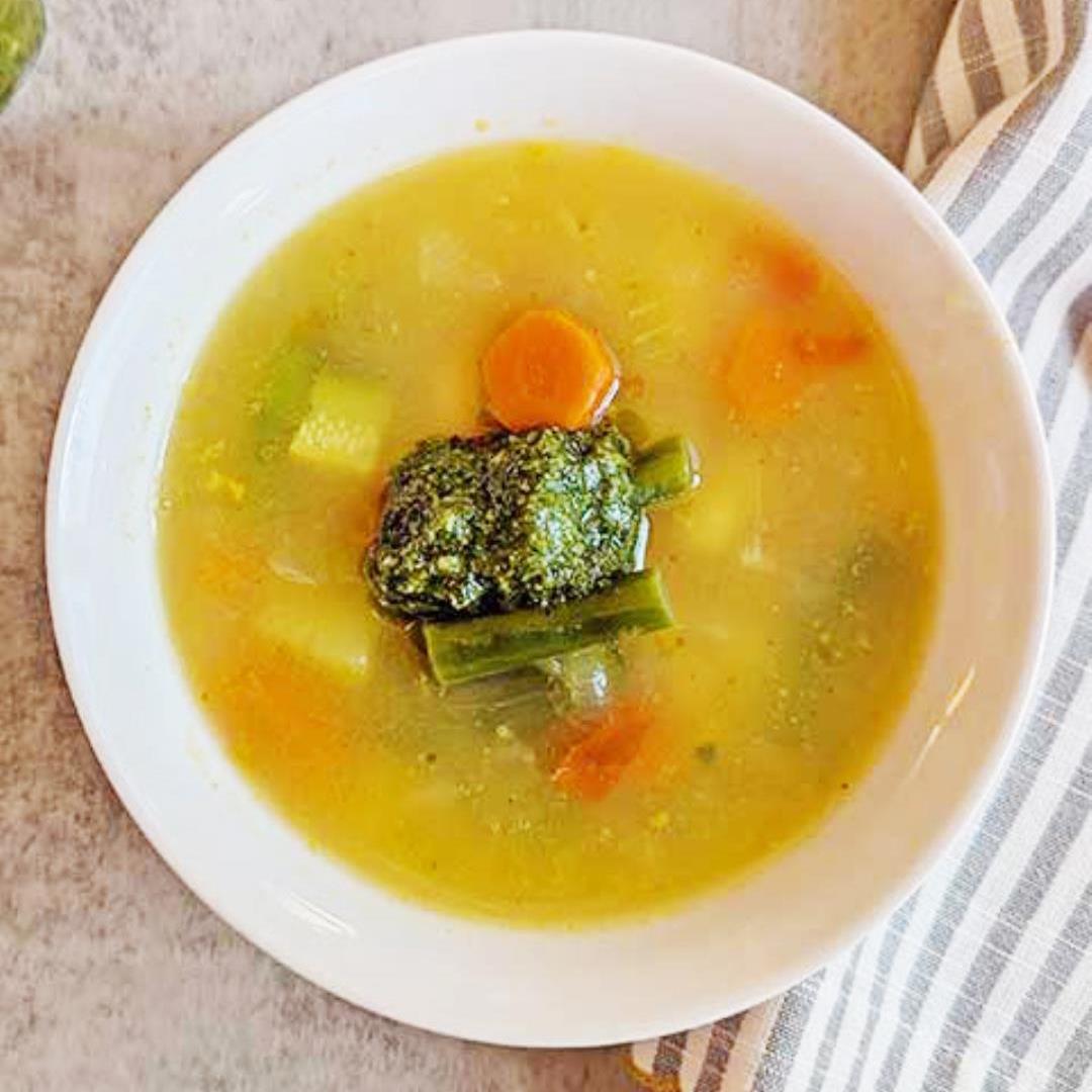 Vegetable Bean Soup with Basil Sauce