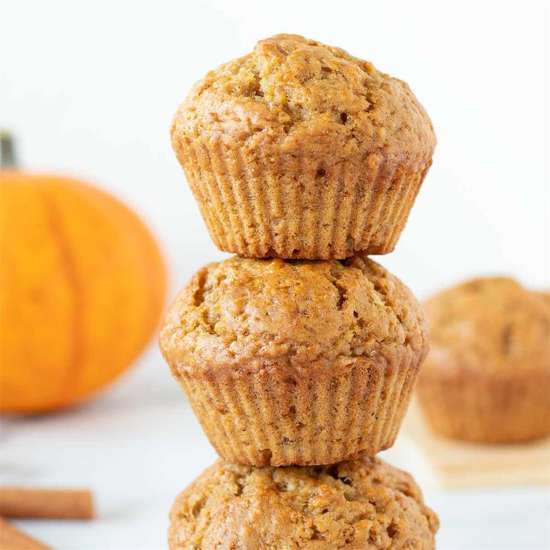 Vegan Pumpkin Banana Muffins (Moist & Fluffy)