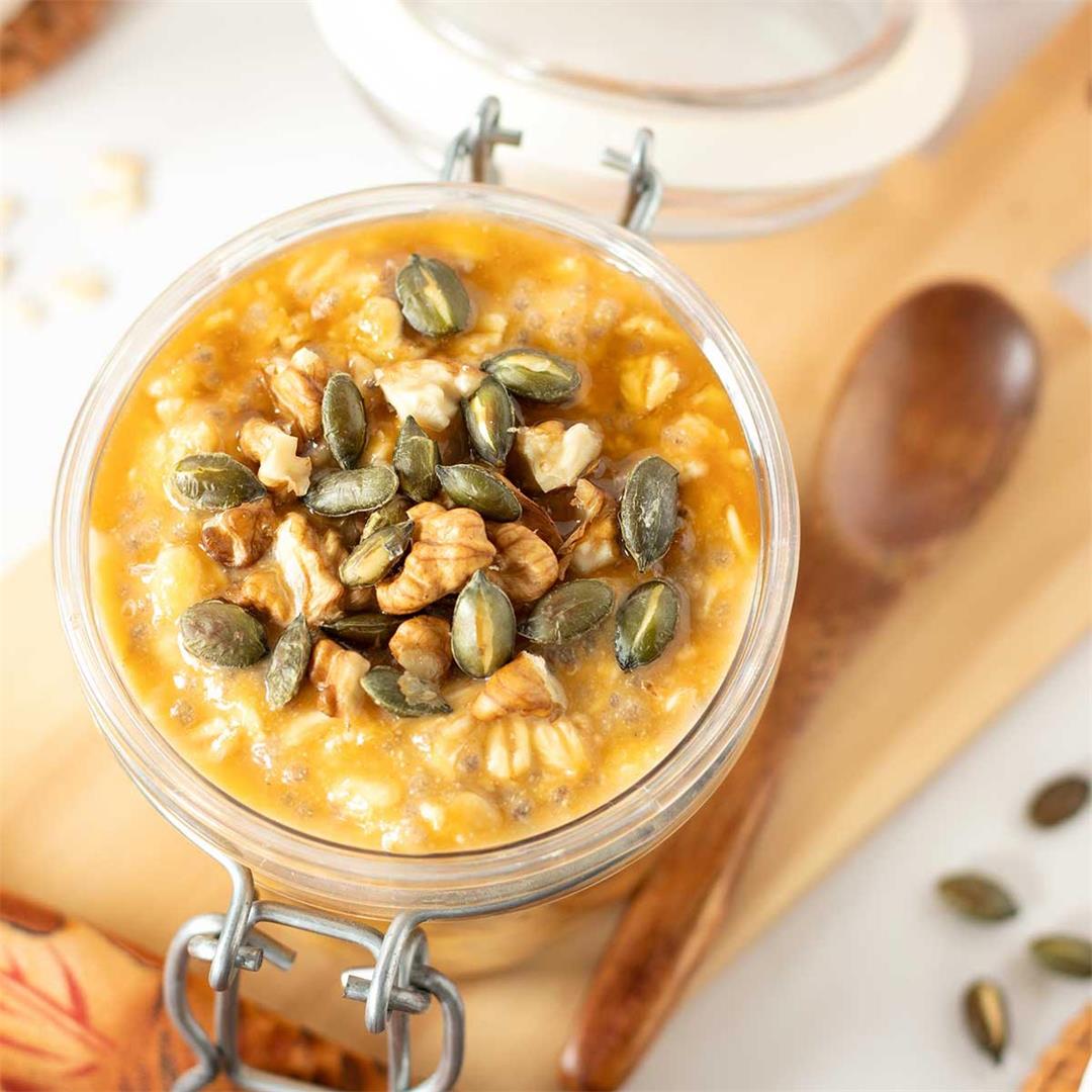 Vegan Pumpkin Overnight Oats With Chia (No Yogurt)