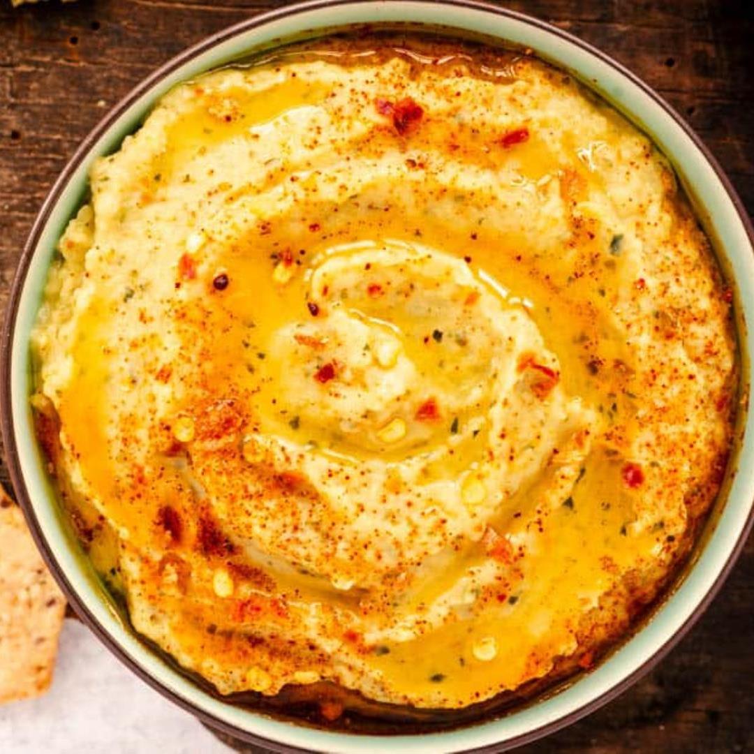 Creamy Baked Zucchini and Butter Bean Hummus Dip