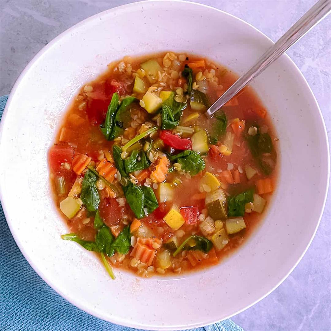 Simple Red Lentil Minestrone Soup