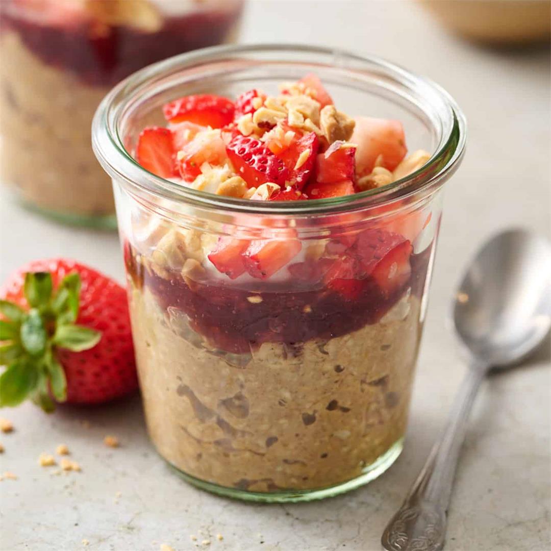 Peanut Butter and Jelly Overnight Oats